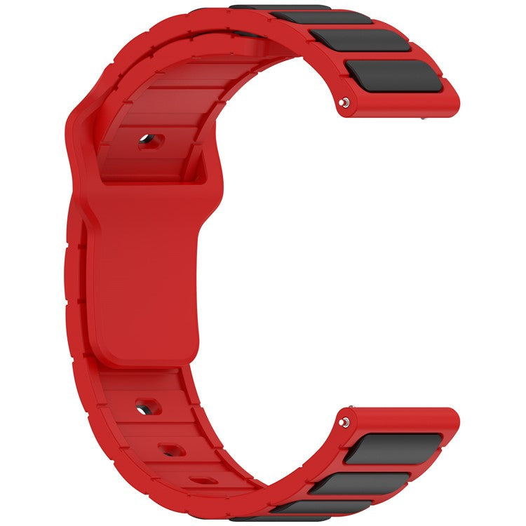 Silicone Strap for Samsung Galaxy Watch7 44mm 40mm / Watch6 44mm 40mm / Watch6 Classic 47mm 43mm Universal 20mm Dual Color Watch Band - Black+Red
