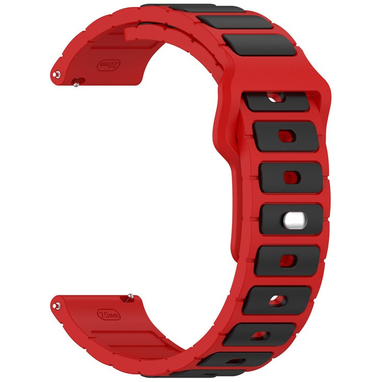 Silicone Strap for Samsung Galaxy Watch7 44mm 40mm / Watch6 44mm 40mm / Watch6 Classic 47mm 43mm Universal 20mm Dual Color Watch Band - Black+Red