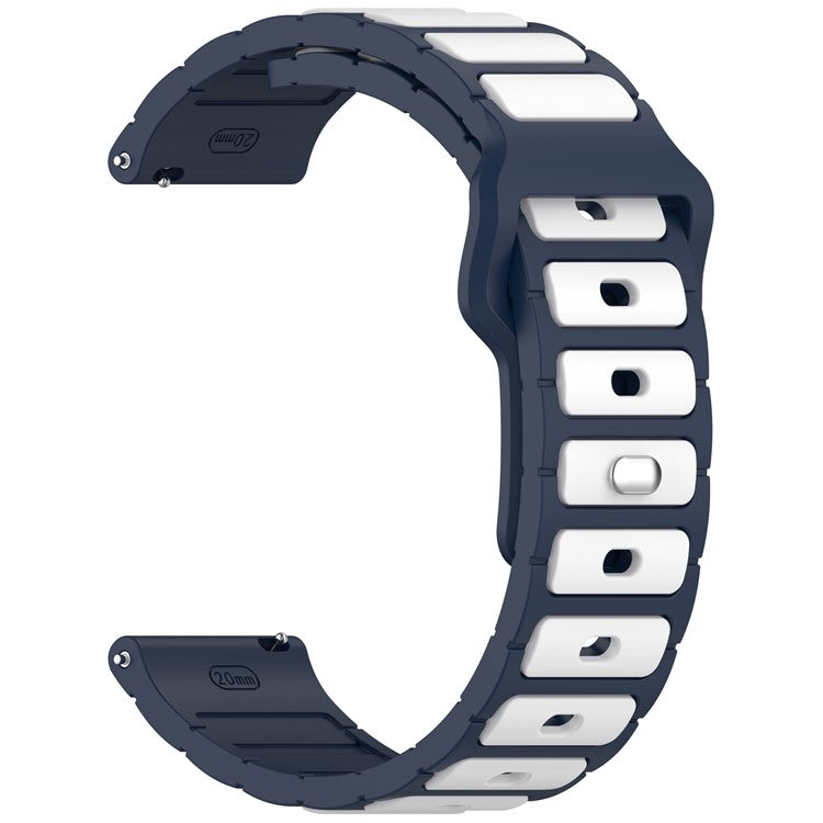 Silicone Strap for Samsung Galaxy Watch7 44mm 40mm / Watch6 44mm 40mm / Watch6 Classic 47mm 43mm Universal 20mm Dual Color Watch Band - Midnight Blue+White