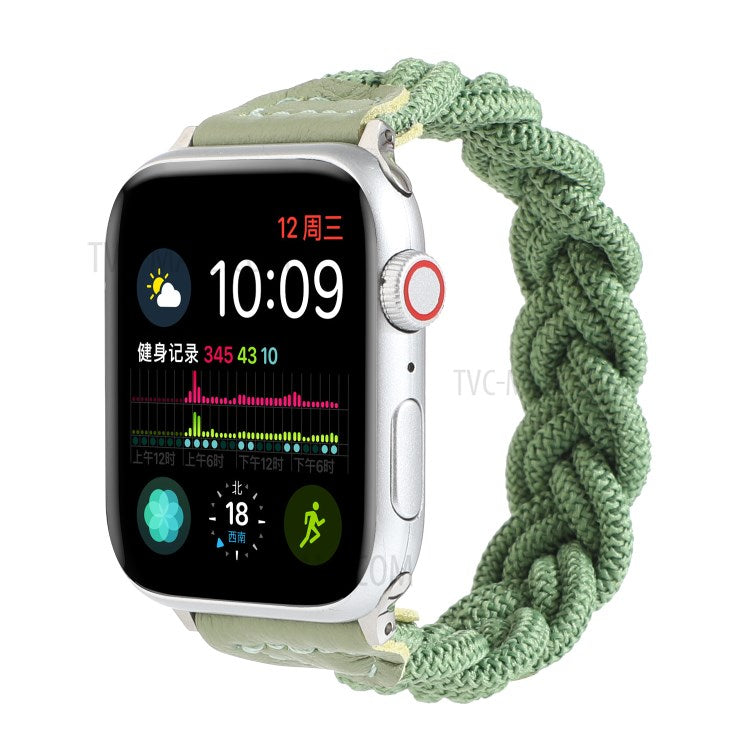 Elastic Woven Design Watch Band Replacement Watch Strap for Apple Watch Ultra 49mm / Ultra 2 49mm / Series 9 45mm / SE (2023) 44mm / Series 8 / 7 45mm 6 / 5 / 4 / SE / SE (2022) 44m / Series 3 / 2 / 1 42mm - Green