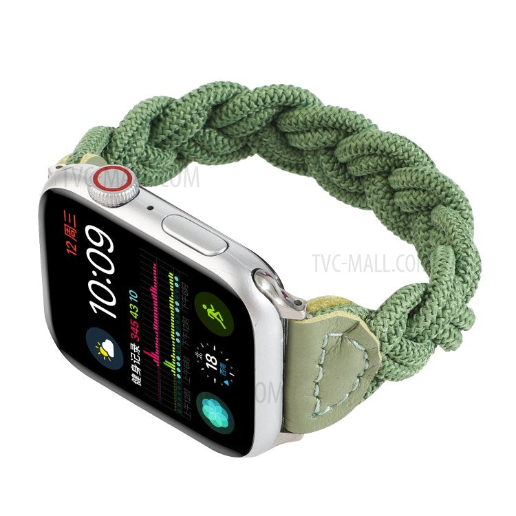 Elastic Woven Design Watch Band Replacement Watch Strap for Apple Watch Ultra 49mm / Ultra 2 49mm / Series 9 45mm / SE (2023) 44mm / Series 8 / 7 45mm 6 / 5 / 4 / SE / SE (2022) 44m / Series 3 / 2 / 1 42mm - Green