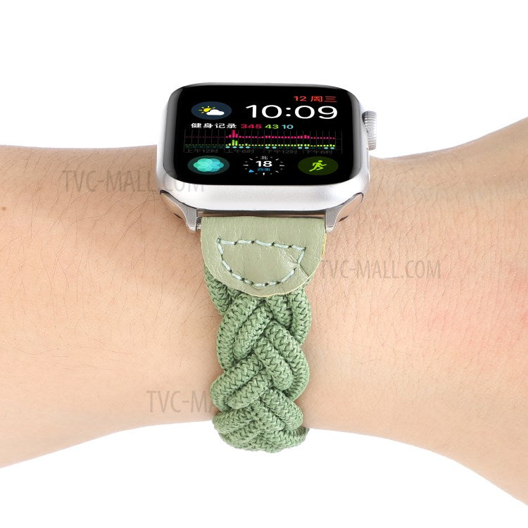 Elastic Woven Design Watch Band Replacement Watch Strap for Apple Watch Ultra 49mm / Ultra 2 49mm / Series 9 45mm / SE (2023) 44mm / Series 8 / 7 45mm 6 / 5 / 4 / SE / SE (2022) 44m / Series 3 / 2 / 1 42mm - Green