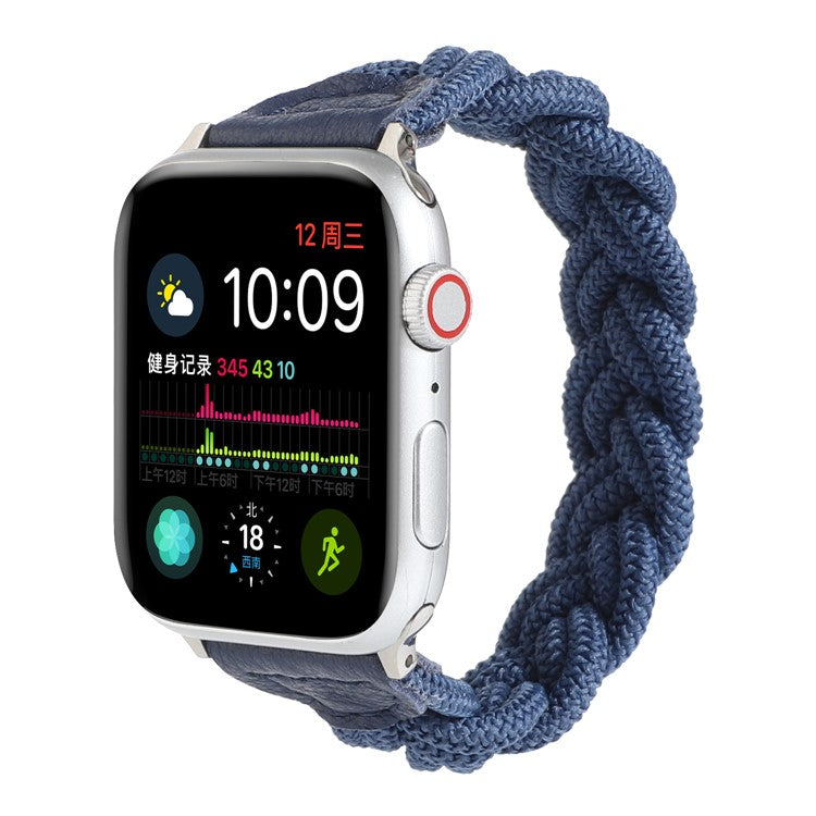 Elastic Woven Watch Band Replacement for Apple Watch Series 10 42mm / 9 8 7 41mm / 6 5 4 SE SE (2022) SE (2023) 40mm / 3 2 1 38mm - Dark Blue