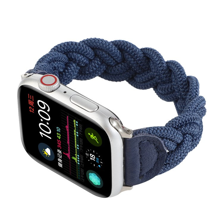 Elastic Woven Watch Band Replacement for Apple Watch Series 10 42mm / 9 8 7 41mm / 6 5 4 SE SE (2022) SE (2023) 40mm / 3 2 1 38mm - Dark Blue