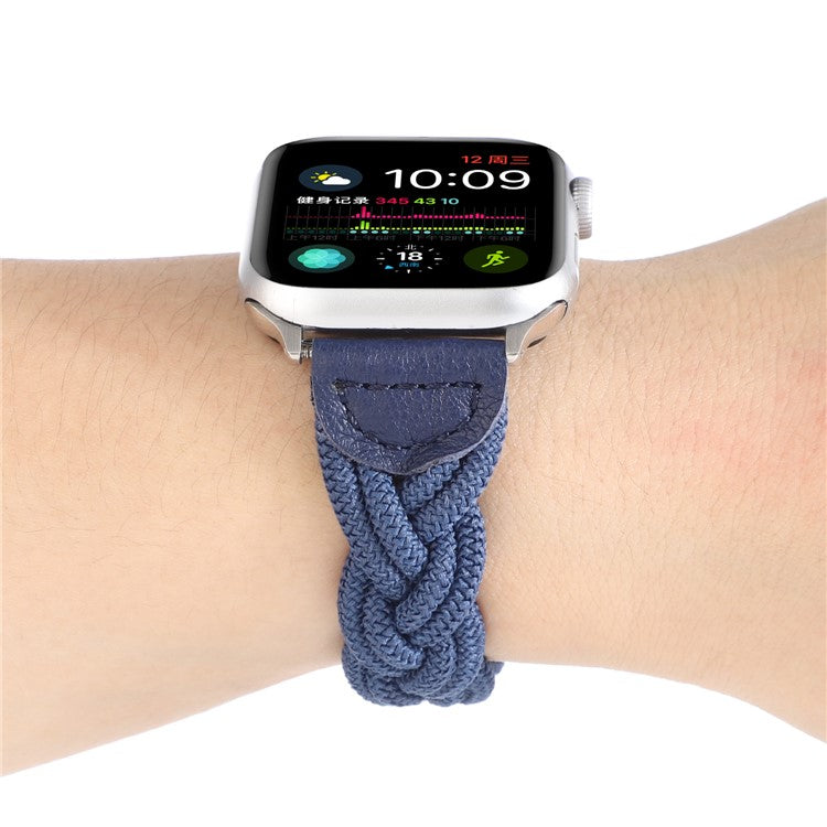 Elastic Woven Watch Band Replacement for Apple Watch Series 10 42mm / 9 8 7 41mm / 6 5 4 SE SE (2022) SE (2023) 40mm / 3 2 1 38mm - Dark Blue