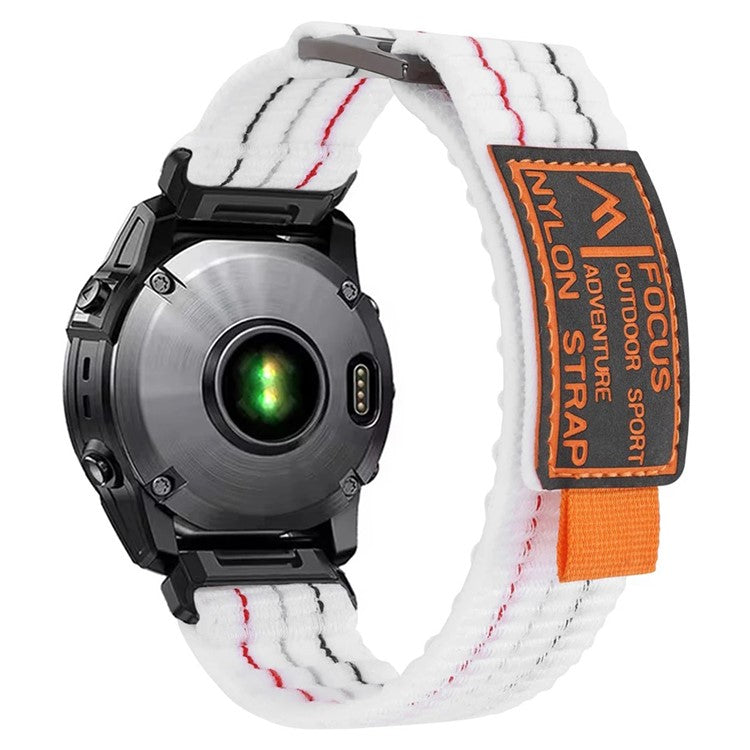 For Garmin Fenix 7 / Fenix 7 Pro Nylon Sport Band QuickFit 22mm Adjustable Replacement Strap - White