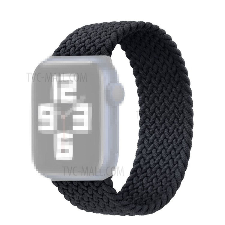 For Apple Watch Series 10 42mm / 9 8 7 41mm / 6 5 4 SE SE (2022) SE (2023) 40mm / 3 2 1 38mm Elastic Nylon Watch Band Replacement Strap 24mm, Size: S - Black