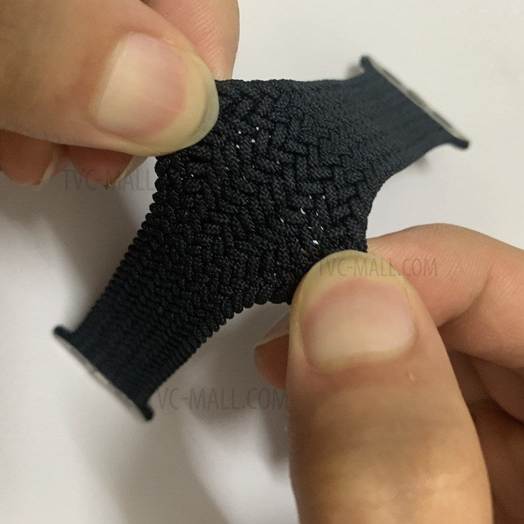 For Apple Watch Series 10 42mm / 9 8 7 41mm / 6 5 4 SE SE (2022) SE (2023) 40mm / 3 2 1 38mm Elastic Nylon Watch Band Replacement Strap 24mm, Size: S - Black