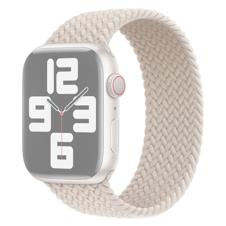 For Apple Watch Series 10 42mm / 9 8 7 41mm / 6 5 4 SE SE (2022) SE (2023) 40mm / 3 2 1 38mm Elastic Nylon Watch Band Replacement Strap 24mm, Size: S - Beige