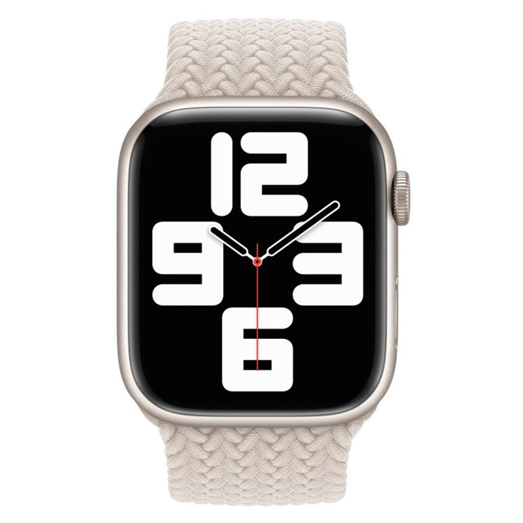 For Apple Watch Series 10 42mm / 9 8 7 41mm / 6 5 4 SE SE (2022) SE (2023) 40mm / 3 2 1 38mm Elastic Nylon Watch Band Replacement Strap 24mm, Size: S - Beige