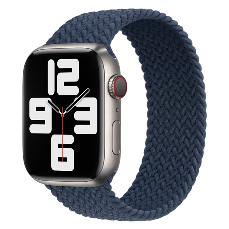 For Apple Watch Series 10 42mm / 9 8 7 41mm / 6 5 4 SE SE (2022) SE (2023) 40mm / 3 2 1 38mm Elastic Nylon Watch Band Replacement Strap 24mm, Size: S - Dark Blue