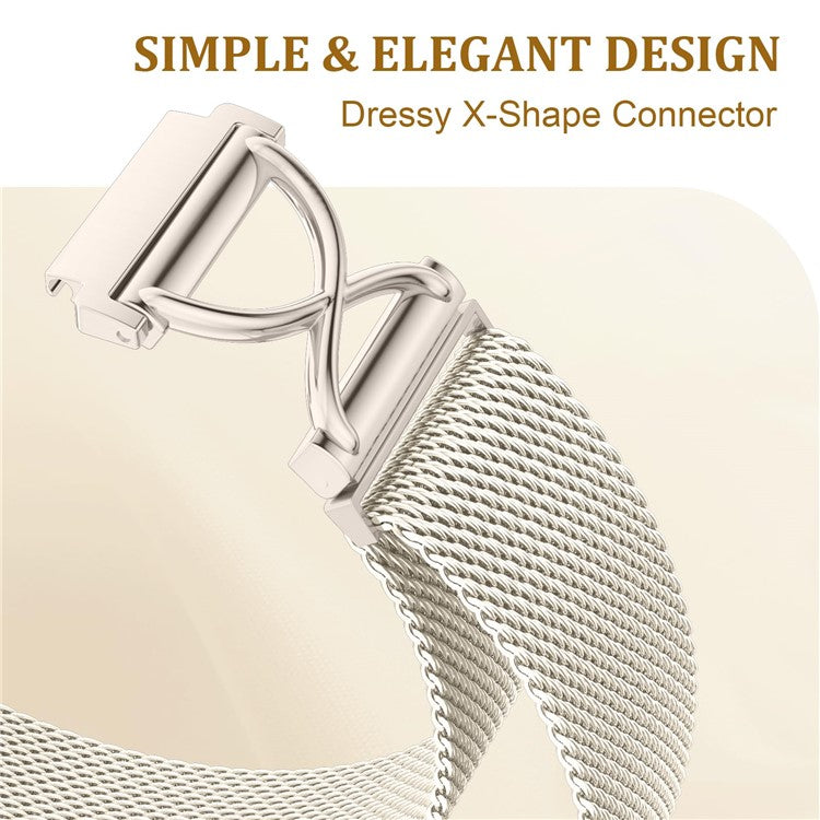 For Huami Amazfit Pop Pro Milanese Band Electroplated Stainless Steel Magnetic Watch Strap with X-Shaped Connector - Starlight