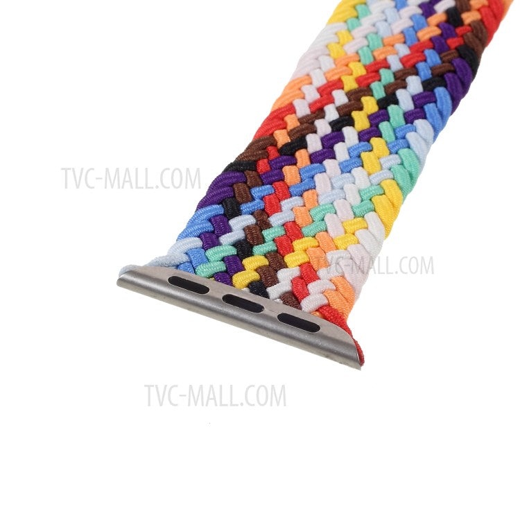 Braided Elastic Nylon Solo Loop Band Strap Wristband for Apple Watch Series 10 42mm / 9 8 7 41mm / 6 5 4 SE SE (2022) SE (2023) 40mm / 3 2 1 38mm (Size: L) - Multi-Color