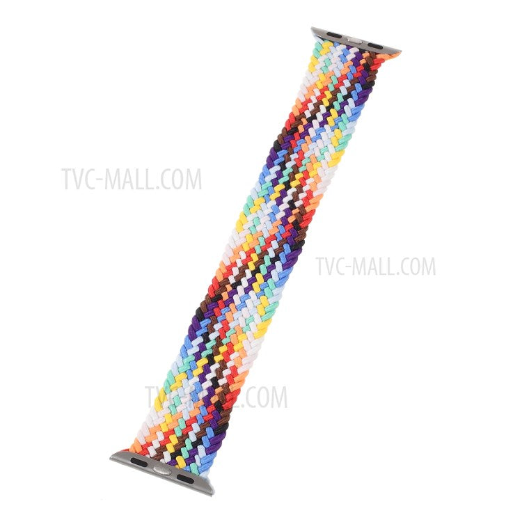 Braided Elastic Nylon Solo Loop Band Strap Wristband for Apple Watch Series 10 42mm / 9 8 7 41mm / 6 5 4 SE SE (2022) SE (2023) 40mm / 3 2 1 38mm (Size: L) - Multi-Color
