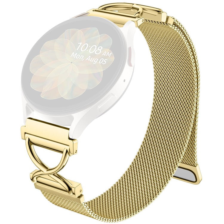 For Haylou BLING LS12 Milanese Band Electroplated Stainless Steel Magnetic Watch Strap with X-Shaped Connector - Gold