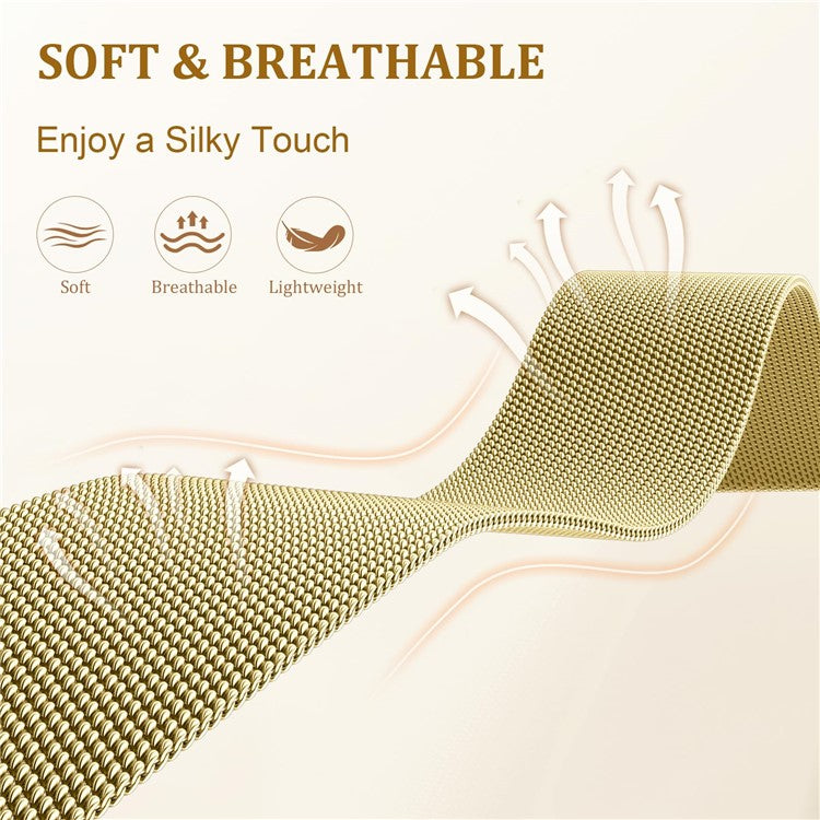 For CanMixs P22 Milanese Band Electroplated Stainless Steel Magnetic Watch Strap with X-Shaped Connector - Gold