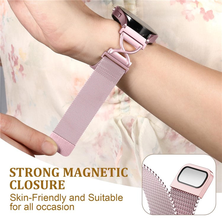For Donerton P22 / P32 / P36 Milanese Band Electroplated Stainless Steel Magnetic Watch Strap with X-Shaped Connector - Rose Pink