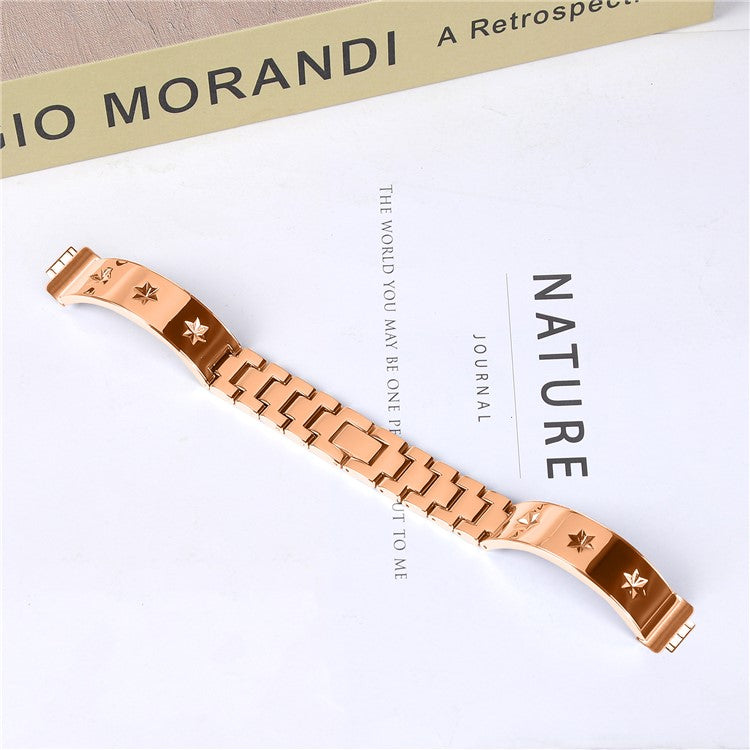 For Fitbit Inspire / Inspire HR Replacement Strap Metal Watch Band Snowflake Pattern - Rose Gold