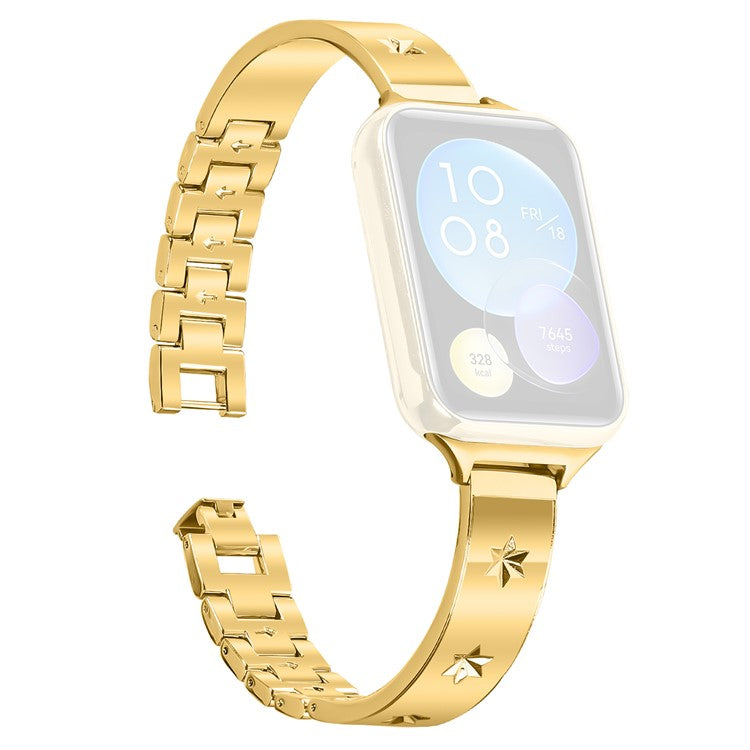 Replacement Strap for Xiaomi Smart Band 8 Pro Metal Watch Band Snowflake Pattern - Gold