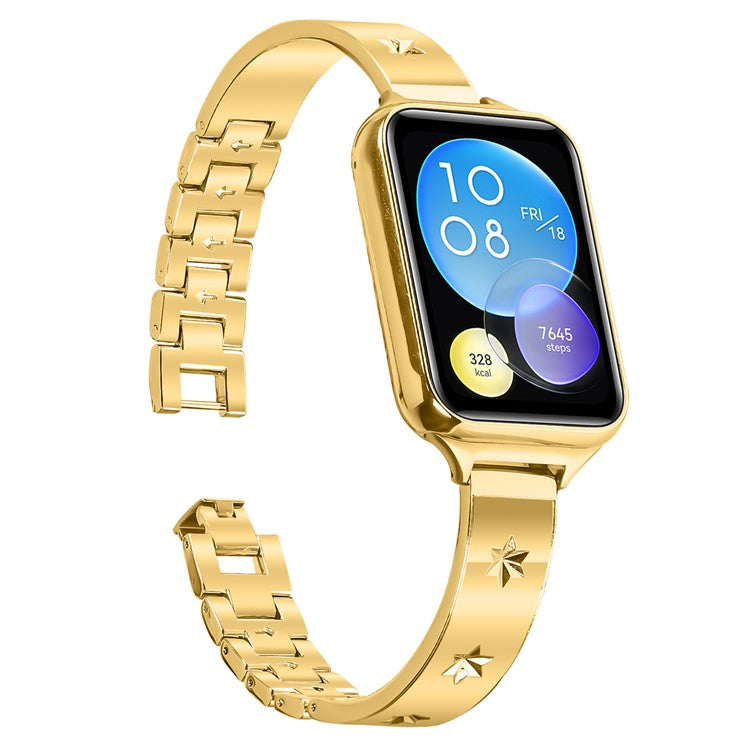 Replacement Strap for Xiaomi Smart Band 8 Pro Metal Watch Band Snowflake Pattern - Gold
