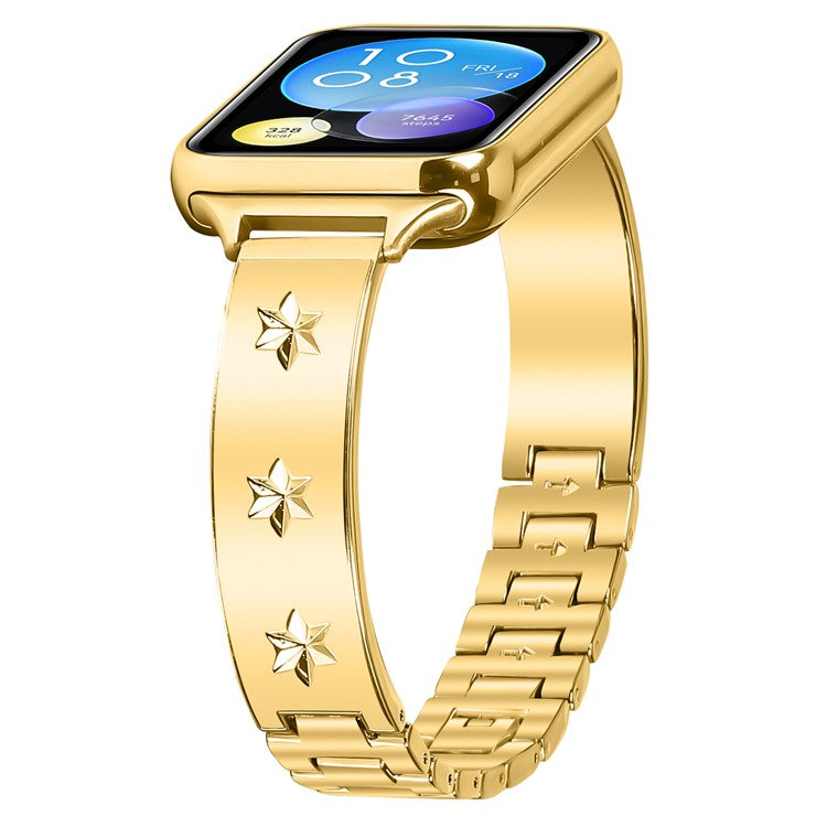 Replacement Strap for Xiaomi Smart Band 8 Pro Metal Watch Band Snowflake Pattern - Gold
