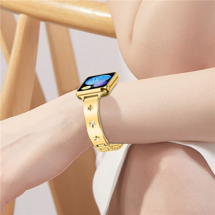 Replacement Strap for Xiaomi Smart Band 8 Pro Metal Watch Band Snowflake Pattern - Gold