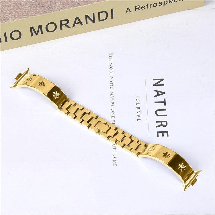 Replacement Strap for Xiaomi Smart Band 8 Pro Metal Watch Band Snowflake Pattern - Gold