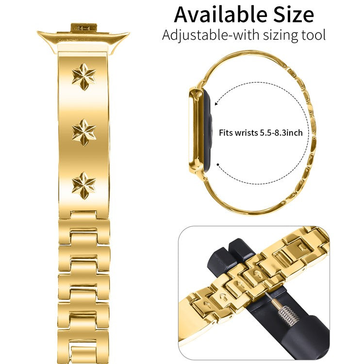 Replacement Strap for Xiaomi Smart Band 8 Pro Metal Watch Band Snowflake Pattern - Gold