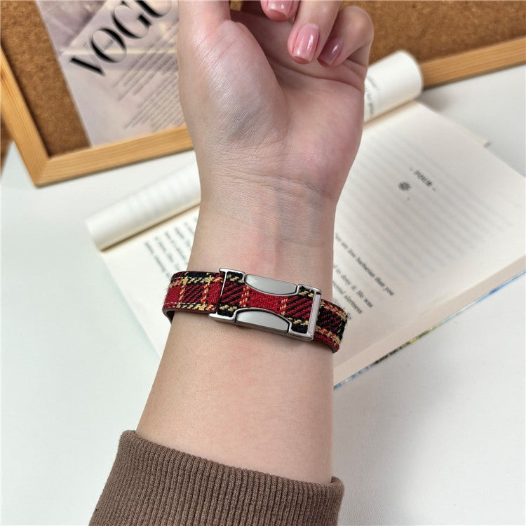 22mm Strap for Huawei Watch GT 5 46mm / Watch 4 Pro / Watch 4 Magnetic Buckle Plaid Texture Wool Band - Red
