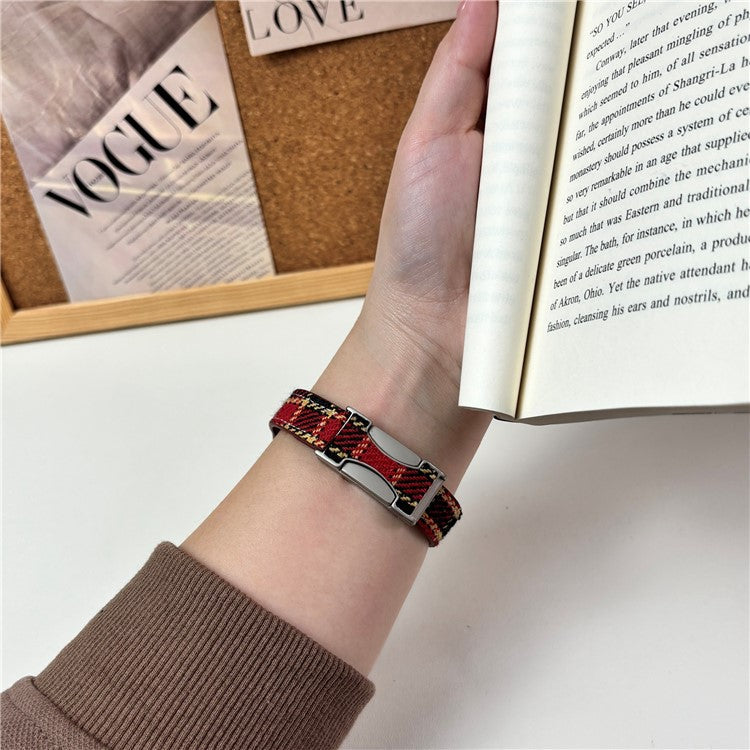 22mm Strap for Huawei Watch GT 5 46mm / Watch 4 Pro / Watch 4 Magnetic Buckle Plaid Texture Wool Band - Red