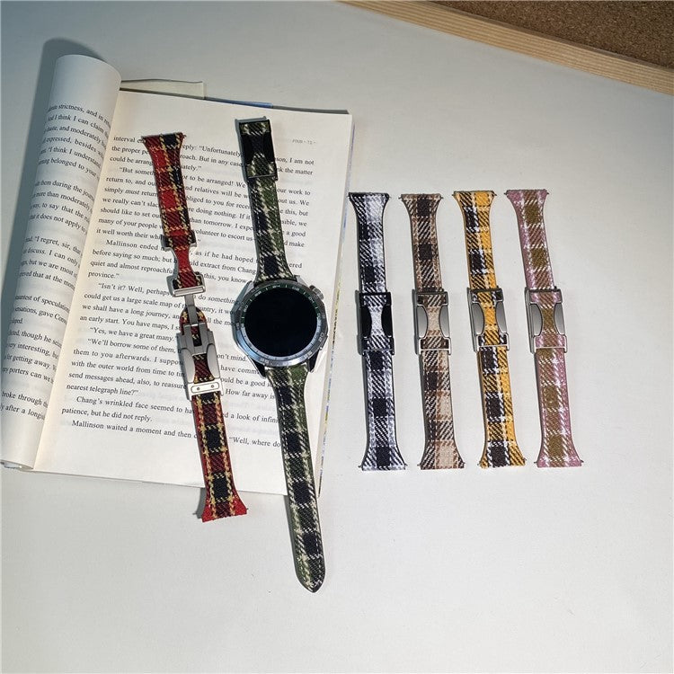 22mm Strap for Huawei Watch GT 5 46mm / Watch 4 Pro / Watch 4 Magnetic Buckle Plaid Texture Wool Band - Red