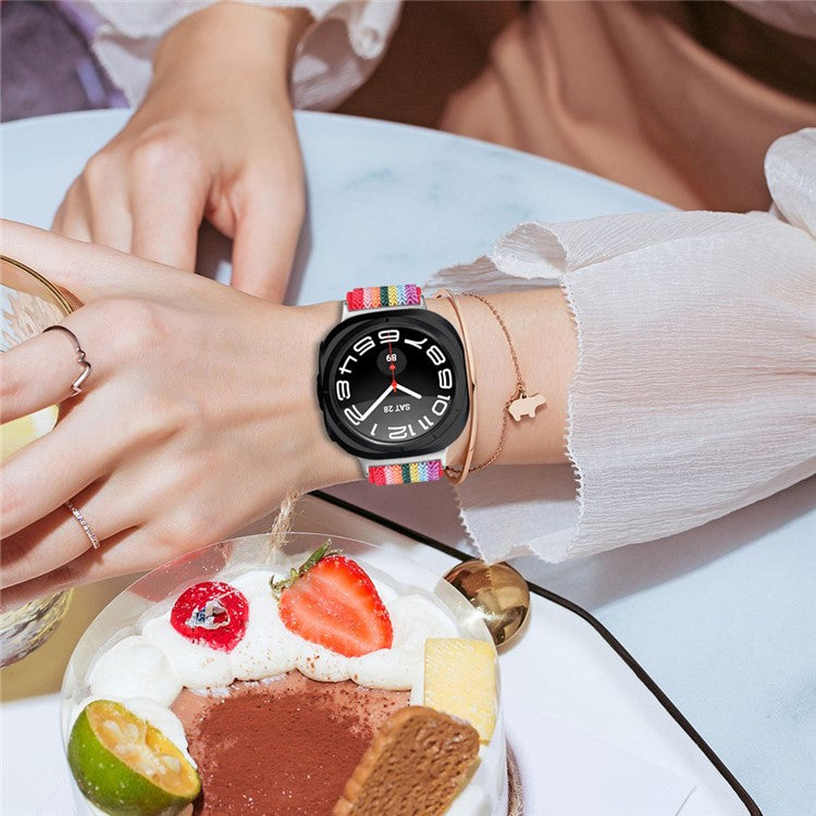 For Samsung Galaxy Watch Ultra 47mm Nylon Watch Band Adjustable Elastic Wrist Strap with Silver Connector - Multi-color