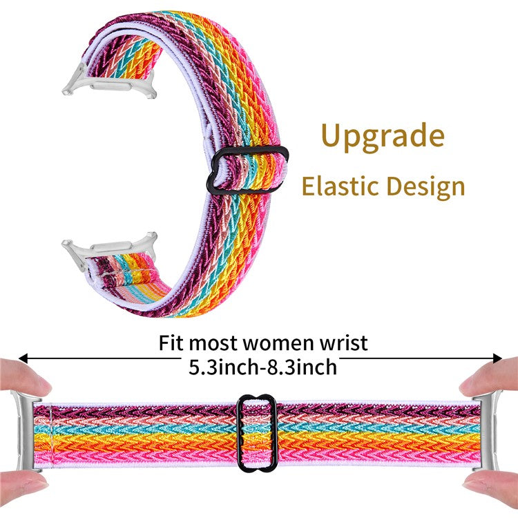 For Samsung Galaxy Watch Ultra 47mm Nylon Watch Band Adjustable Elastic Wrist Strap with Silver Connector - Multi-color
