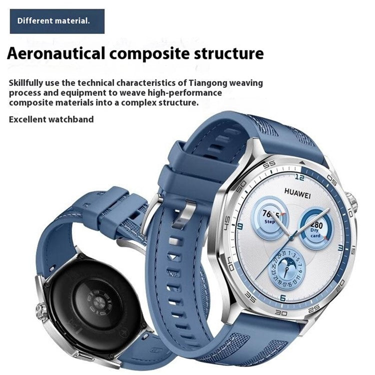 20mm Nylon Silicone Watch Band For Huawei Watch GT 3 Pro 43mm / GT 3 42mm / GT 2 42mm / Watch 2 Replacement Strap - Grey Blue