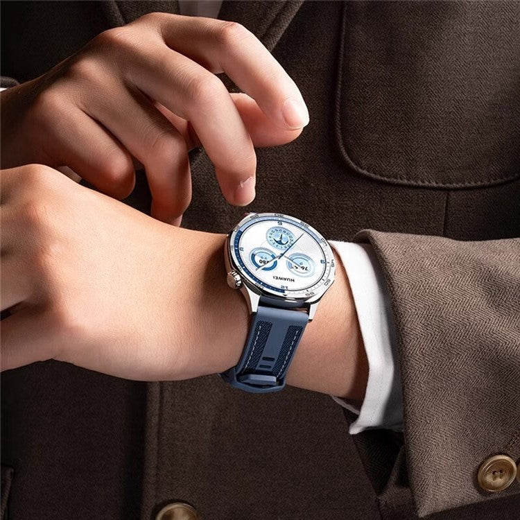 20mm Nylon Silicone Watch Band For Huawei Watch GT 3 Pro 43mm / GT 3 42mm / GT 2 42mm / Watch 2 Replacement Strap - Grey Blue