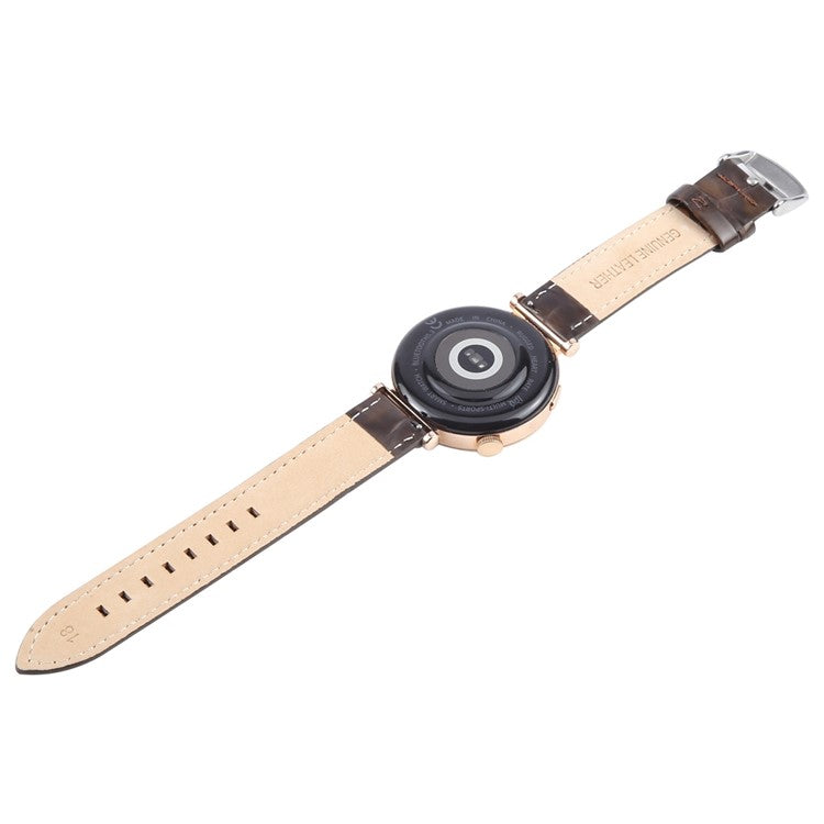 18mm Strap for Garmin Venu 3S / Forerunner 265S / Forerunner 255S / Venu 2S / Vivomove 3S Top Layer Cowhide Leather Watch Band - Brown Bamboo Grain