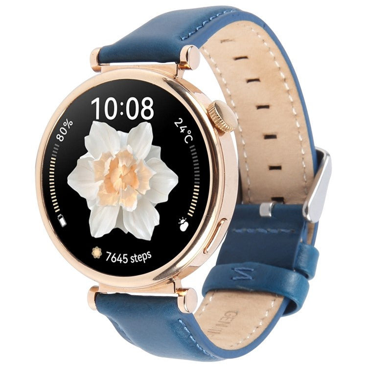 For Garmin Lily 2 Active / Lily 2 Wrist Strap 14mm Top Layer Cowhide Leather Watch Band - Blue