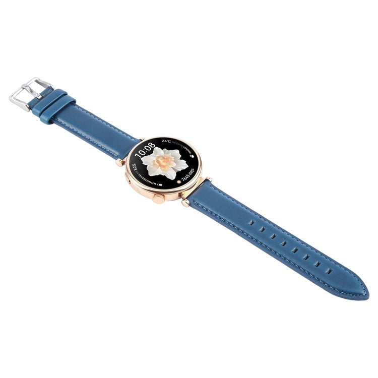 For Garmin Lily 2 Active / Lily 2 Wrist Strap 14mm Top Layer Cowhide Leather Watch Band - Blue