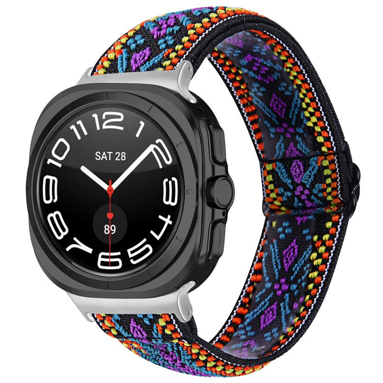 For Samsung Galaxy Watch Ultra 47mm Watch Band with Silver Connector, Adjustable Elastic Wrist Strap - #5