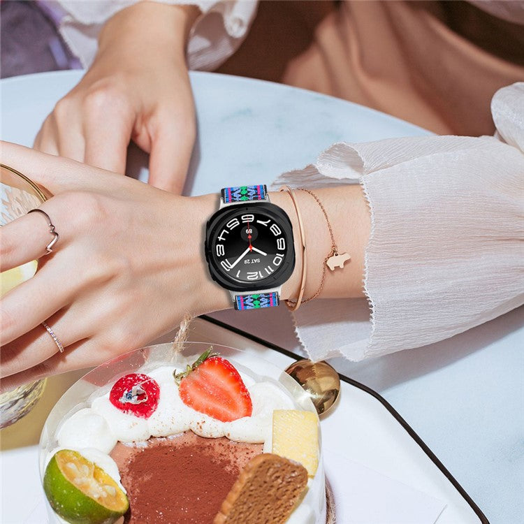 For Samsung Galaxy Watch Ultra 47mm Watch Band with Silver Connector, Adjustable Elastic Wrist Strap - #19