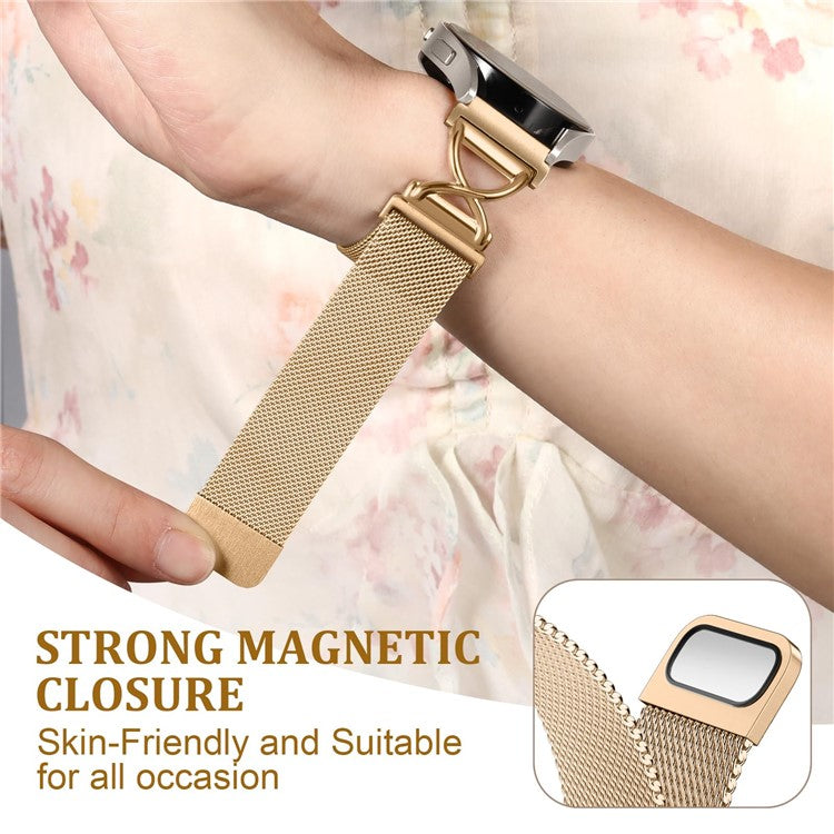 For Gabb Watch 2 Milanese Band Electroplated Stainless Steel Magnetic Watch Strap with X-Shaped Connector - Rose Gold