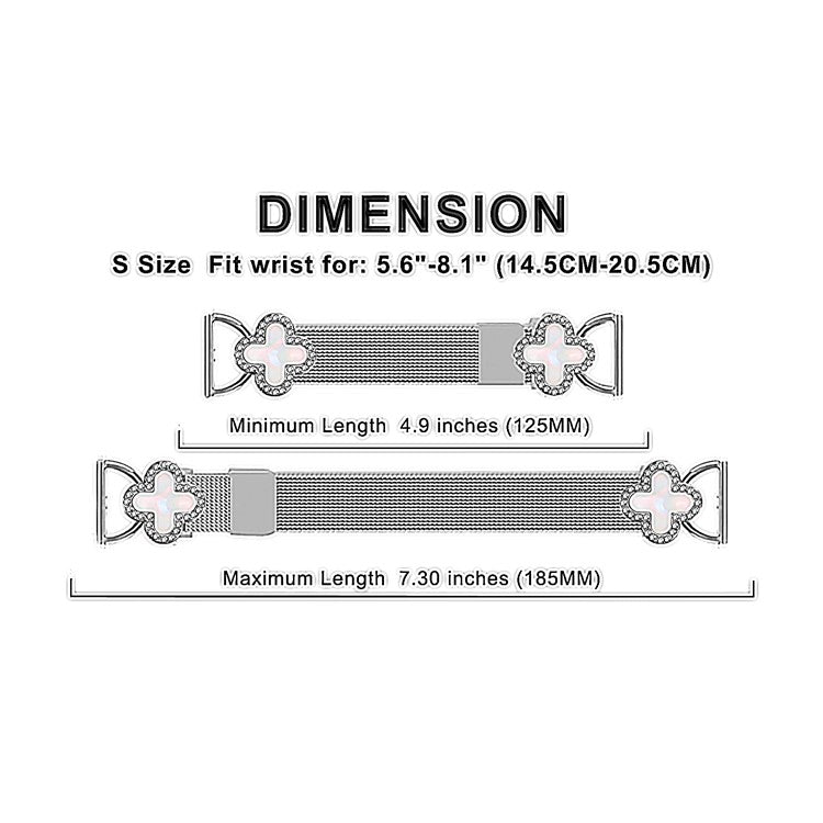 For Samsung Galaxy Watch3 41mm Milanese Band Electroplated Stainless Steel Watch Strap Clover Decor, Size: S - Rose Gold / Black