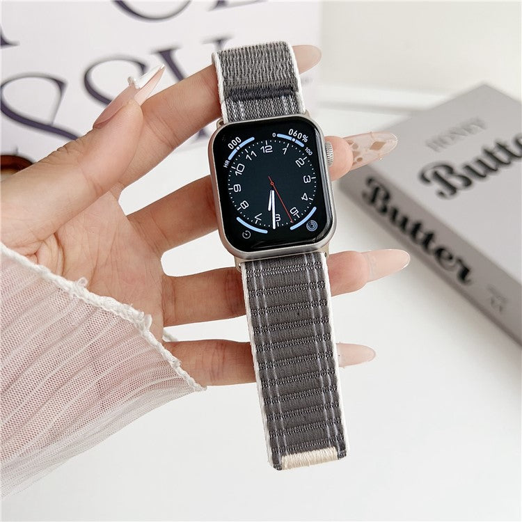 Nylon Strap for Apple Watch Series 10 Ultra 9 8 7 SE 6 5 4 3 2 1 46mm 49mm 45mm 44mm 42mm Wave Texture Watch Band - Grey