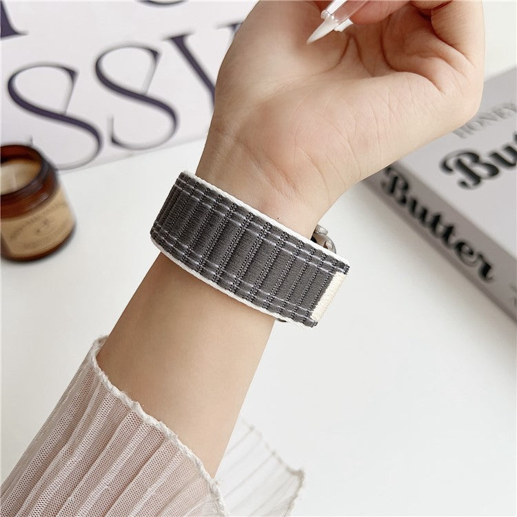 Nylon Strap for Apple Watch Series 10 Ultra 9 8 7 SE 6 5 4 3 2 1 46mm 49mm 45mm 44mm 42mm Wave Texture Watch Band - Grey