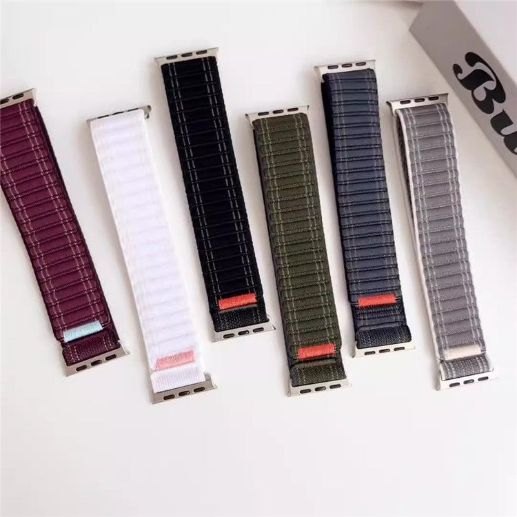 Nylon Strap for Apple Watch Series 10 Ultra 9 8 7 SE 6 5 4 3 2 1 46mm 49mm 45mm 44mm 42mm Wave Texture Watch Band - Grey