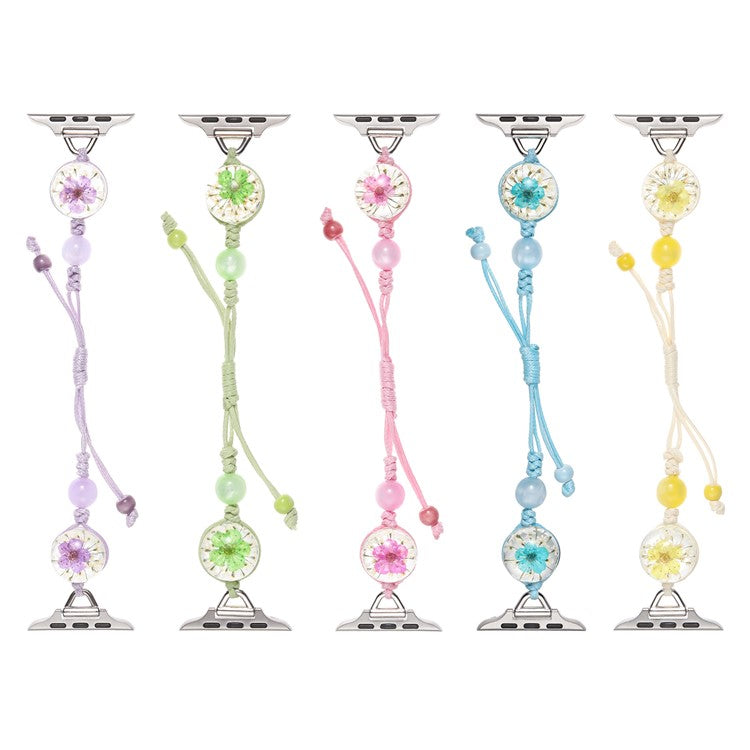 Watch Strap for Apple Watch Series 10 9 8 7 SE 6 5 4 3 2 1 42mm 41mm 40mm 38mm Crystal Flower Sliding Nylon Band - Green