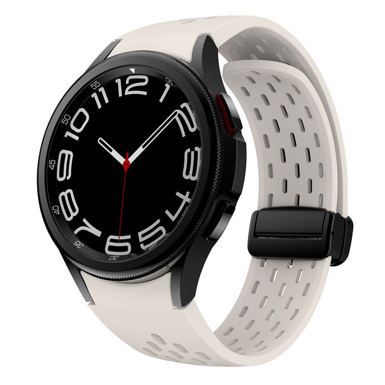 Silicone Strap for Samsung Galaxy Watch7 / Watch6 / Watch 5 44mm 40mm Wrist Strap with Black Magnetic Buckle - Starlight