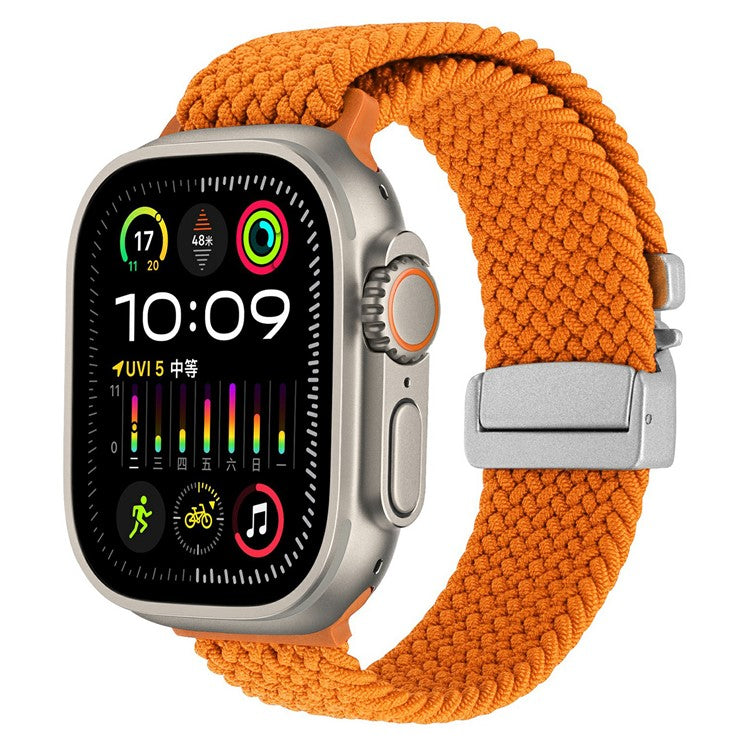 Wrist Strap for Apple Watch Series 10 9 8 7 SE 6 5 4 3 2 1 42mm 41mm 40mm 38mm Parachute Buckle Nylon Braided Watch Band - Orange