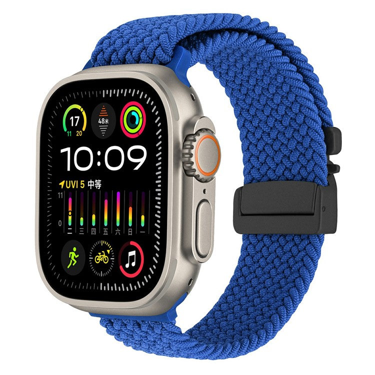 Wrist Strap for Apple Watch Series 10 9 8 7 SE 6 5 4 3 2 1 42mm 41mm 40mm 38mm Parachute Buckle Nylon Braided Watch Band - Blue