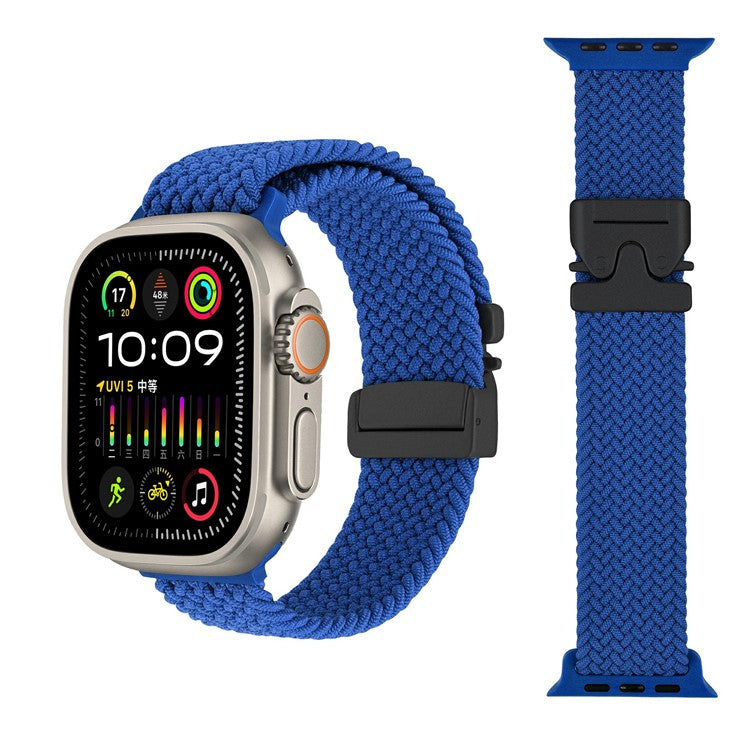 Wrist Strap for Apple Watch Series 10 9 8 7 SE 6 5 4 3 2 1 42mm 41mm 40mm 38mm Parachute Buckle Nylon Braided Watch Band - Blue
